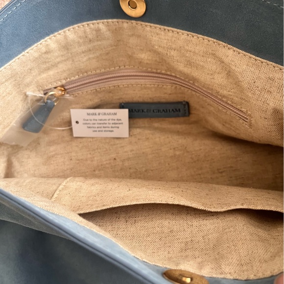Mark and Graham Blue Suede Leather Bag Build Your Own Bag NWT - Picture 3 of 5